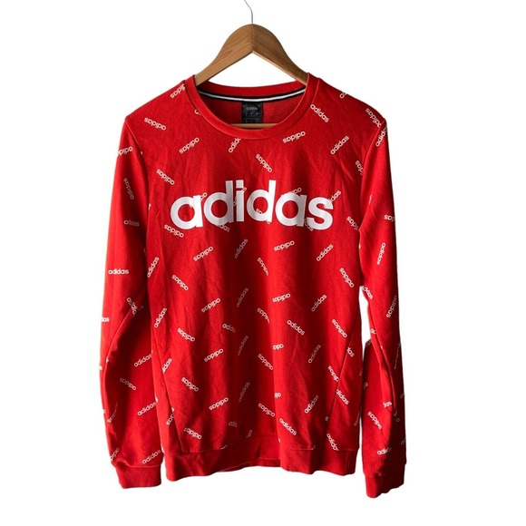 adidas Other - Adidas Men's Size S Red Spell-Out All Over Print Lightweight Sweatshirt